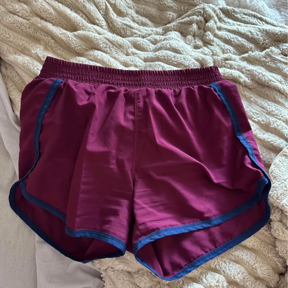 Nike Red and Blue Athletic Shorts Lightweight Dolphin Hem